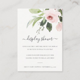 SUBTLE WASH BLUSH PINK FLORAL DISPLAY BABY DUSCHE BEGLEITKARTE