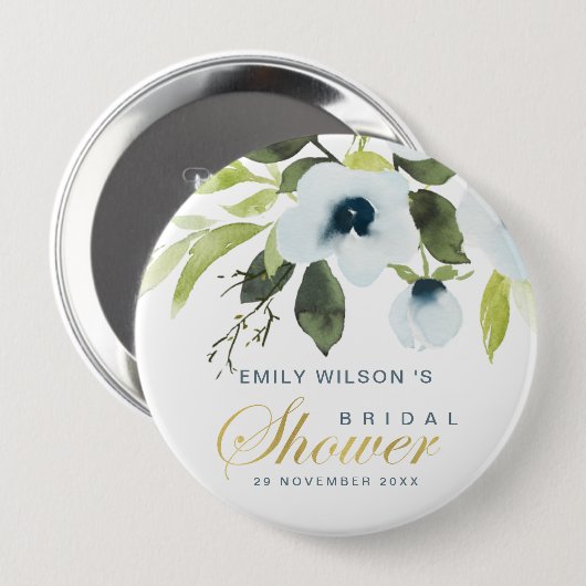 SUBTLE WASSER DUSTY BLUE PEONRAL BRAUTPARTY BUTTON (Vorne & Hinten)