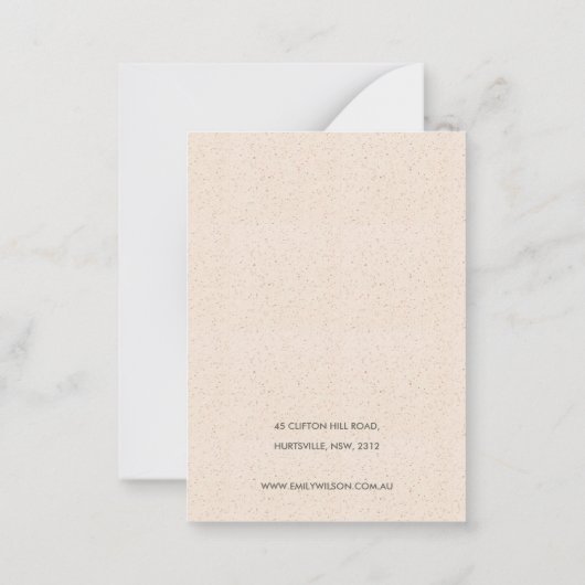 SUBTLE WHITE CERAMIC TEXTUR EARRING DISPLAY LOGO MITTEILUNGSKARTE (Rückseite)