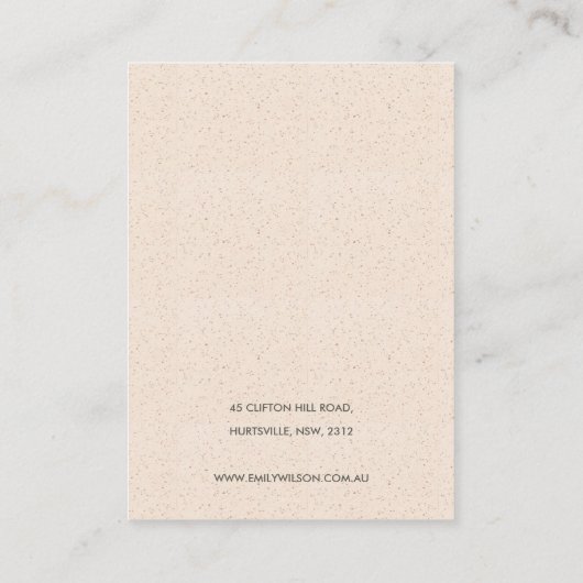 SUBTLE WHITE CERAMIC TEXTUR EARRING DISPLAY LOGO VISITENKARTE (Rückseite)