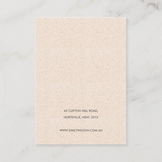 SUBTLE WHITE CERAMIC TEXTUR EARRING DISPLAY LOGO VISITENKARTE (Rückseite)