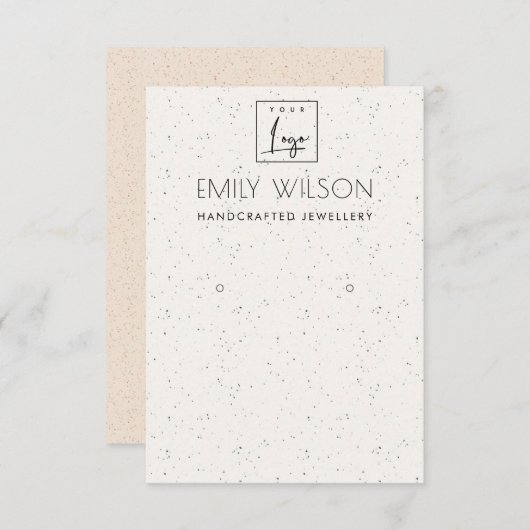 Subtle White Ceramic Texture Earring Display Logo Einladung (Vorne/Hinten)
