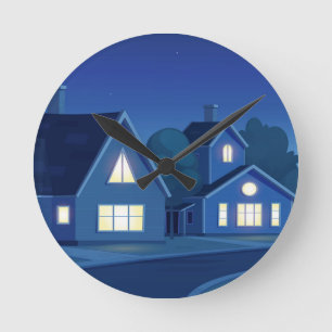 Suburban Street Runde Wanduhr