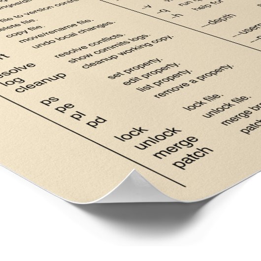 Subversion(svn) Cheat Sheet Poster (Ecke)