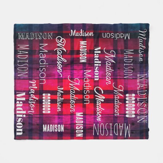 Subway Art jeden Text tartan pink baffalo kariert Fleecedecke (Vorderseite (Horizontal))