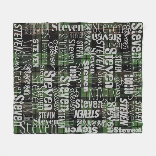 Subway Art jeder Text tartan grün kariert Fleecedecke (Vorderseite (Horizontal))