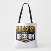 Success Gold Typography on Black Tasche (Vorderseite)