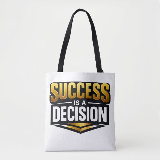 Success Gold Typography on Black Tasche (Vorderseite)