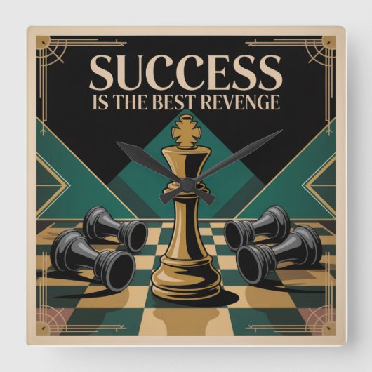 Success Is The Best Revenge Quadratische Wanduhr (Vorderseite)