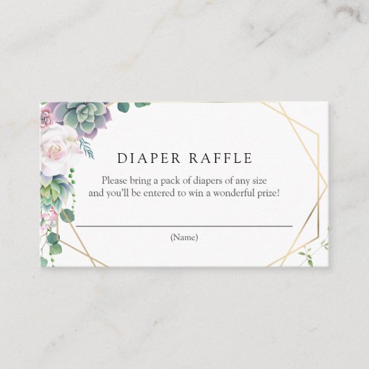 Succulare Gold Frame Diaper Raffle Enclosure Card Begleitkarte (Vorderseite)