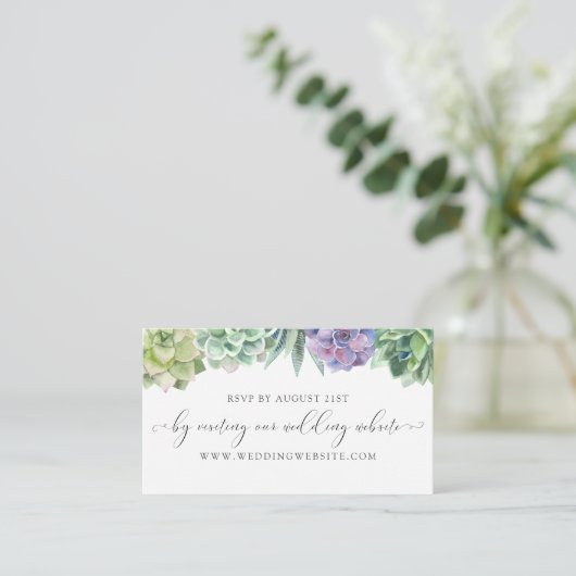 Succulare Wedding RSVP Online Card Begleitkarte (Stehend Vorderseite)