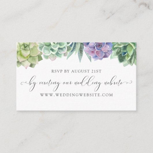 Succulare Wedding RSVP Online Card Begleitkarte (Vorderseite)