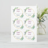 Succuled Brautparty Gift Tag Einladung (Stehend Vorderseite)