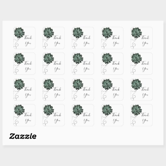 Succuled Dankeschön Aufkleber (Blatt)