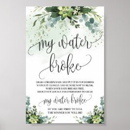 Succuled Mein Wasser hat das Tafelzeichen gebroche Poster