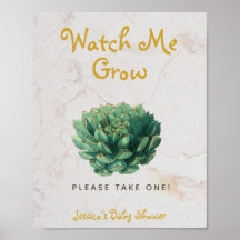 Succuled Watch Me Grow Baby Shower Botanical