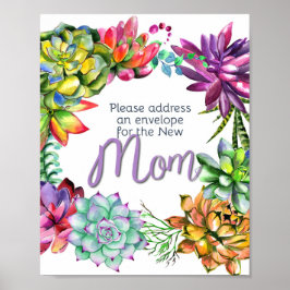 Succulent Address a Envelope Sign | Babydusche Poster