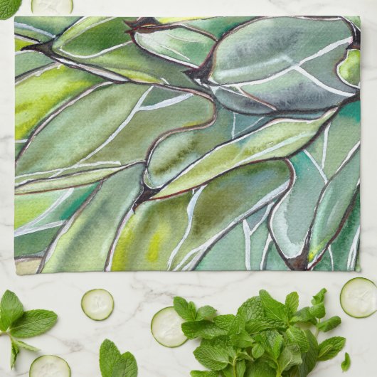 Succulent Agave Kittuch Geschirrtuch (Gefaltet)