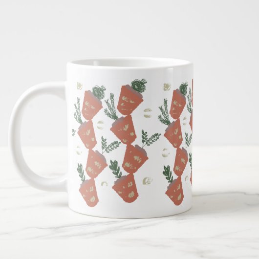 Succulent and Fern Terracotta Jumbo-Tasse (Links)