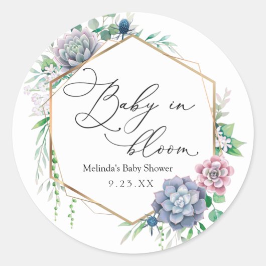 Succulent Baby in Bloom Pflanze Gefallen Liebesmar Runder Aufkleber (Vorderseite)