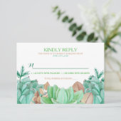 Succulent Bouquet Botanical Floral Wedding RSVP Karte (Stehend Vorderseite)