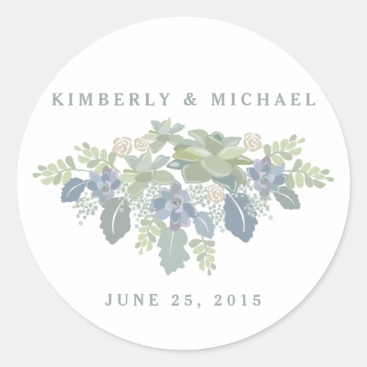 Succulent Bouquet Floral Wedding Custom Sticker (Vorderseite)