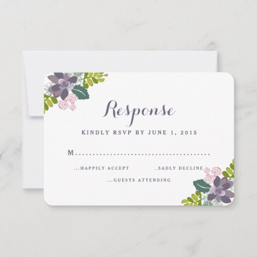 Succulent Bouquet II Floral Wedding Response Card RSVP Karte (Vorderseite)