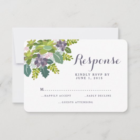 Succulent Bouquet II Floral Wedding RSVP Response Karte (Vorderseite)