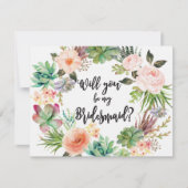 Succulent Bridesmaid Vorschlag Card Kaktus Einladung (Vorderseite)