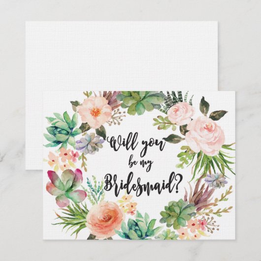 Succulent Bridesmaid Vorschlag Card Kaktus Einladung (Vorne/Hinten)