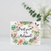 Succulent Bridesmaid Vorschlag Card Kaktus Einladung (Stehend Vorderseite)
