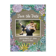 Succulent Burlap Wedding speichert die Datumskarte