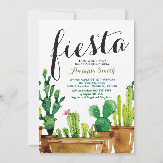 Succulent Cactus Fiesta Baby Shower Einladung (Vorderseite)