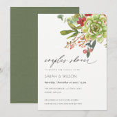 Succulent Cactus Red Floral Couples Dusche laden e Dankeskarte (Vorne/Hinten)