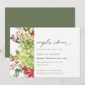 Succulent Cactus Red Floral Couples Dusche laden e Dankeskarte (Vorne/Hinten)