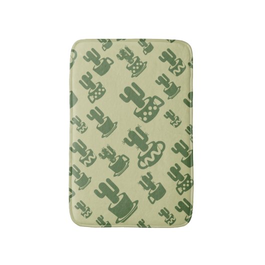 Succulent cactus silhouette in cups and pots badematte (Vorderseite Vertikal)