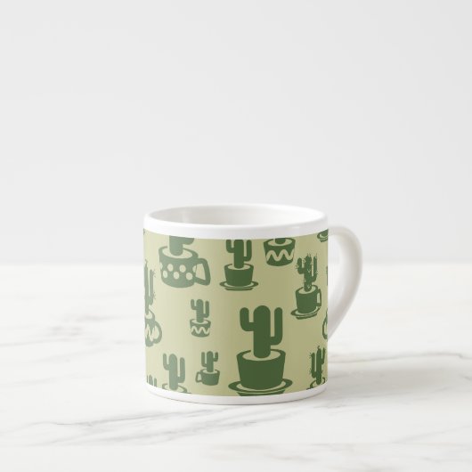 Succulent cactus silhouette in cups and pots espressotasse (Vorderseite Rechts)