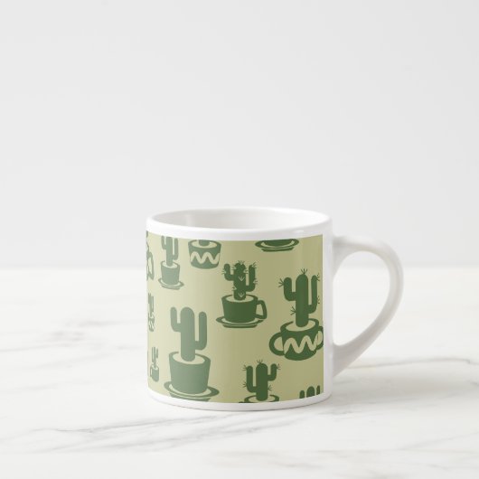 Succulent cactus silhouette in cups and pots espressotasse (Rechts)