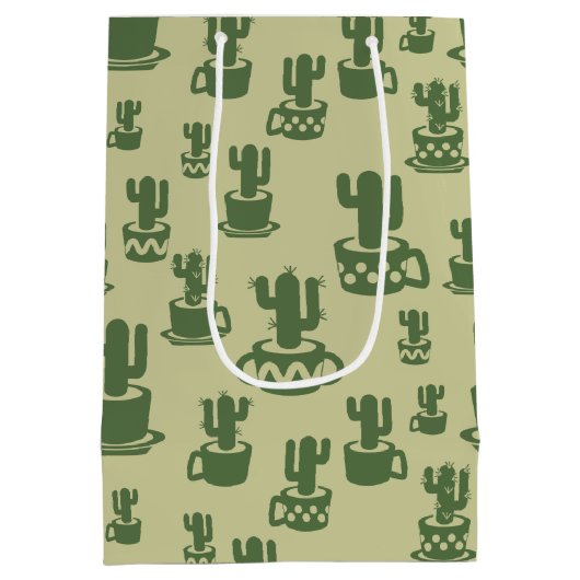 Succulent cactus silhouette in cups and pots mittlere geschenktüte (Rückseite)