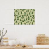 Succulent cactus silhouette in cups and pots poster (Küche)