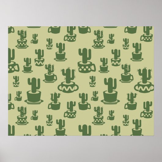 Succulent cactus silhouette in cups and pots poster (Vorne)