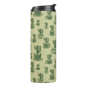 Succulent cactus silhouette in cups and pots thermosbecher (Nach links gedreht)