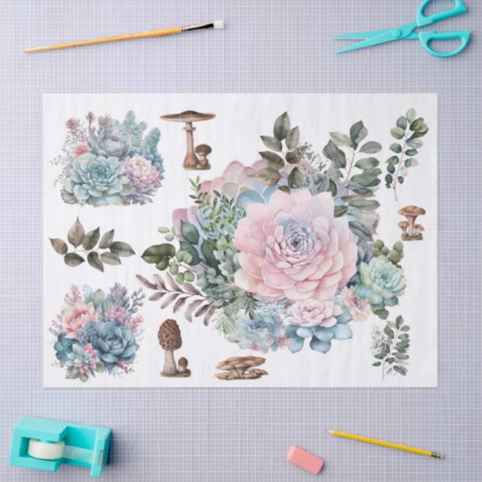 Succulent Element toadstool Decopage Papier. Seidenpapier (Basteln)