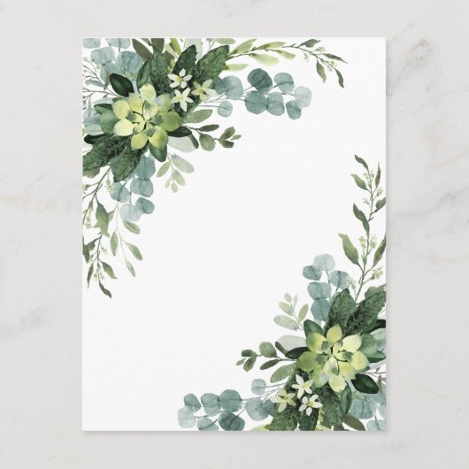 Succulent Eucalyptus Elegant Boho Greenerity Weddi Begleitkarte (Rückseite)