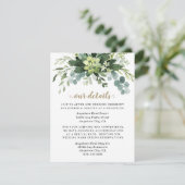 Succulent Eucalyptus Elegant Boho Greenerity Weddi Begleitkarte (Stehend Vorderseite)