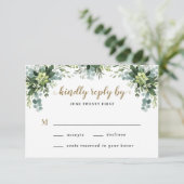 Succulent Eucalyptus Elegant Boho Greenerity Weddi RSVP Karte (Stehend Vorderseite)