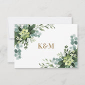 Succulent Eucalyptus Elegant Boho Greenerity Weddi RSVP Karte (Rückseite)