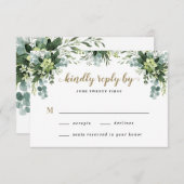 Succulent Eucalyptus Elegant Boho Greenerity Weddi RSVP Karte (Vorne/Hinten)