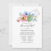 Succulent floral Bridal oder Baby Show by Mail Einladung (Vorderseite)