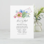 Succulent floral Bridal oder Baby Show by Mail Einladung (Stehend Vorderseite)